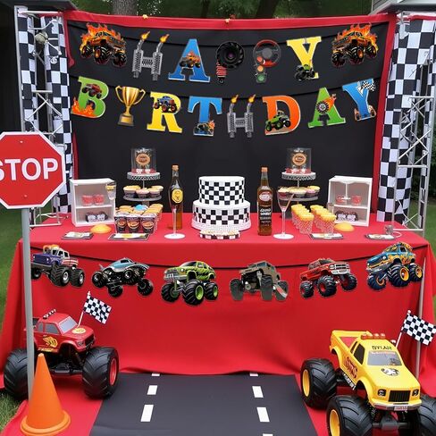 3 Pcs Monster Truck Birthday Banners Monster Truck Birthday Decorations in Saudi Arabia