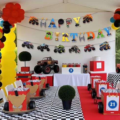 3 Pcs Monster Truck Birthday Banners Monster Truck Birthday Decorations in Saudi Arabia