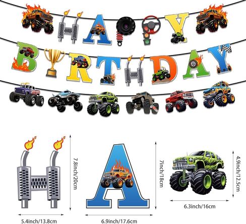 3 Pcs Monster Truck Birthday Banners Monster Truck Birthday Decorations in Saudi Arabia