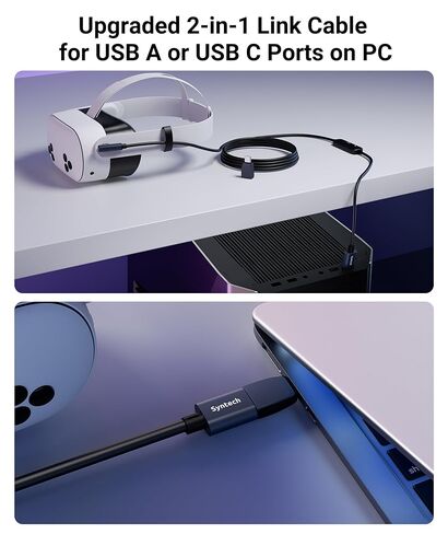 كابل شحن Syntech VR بطول 16 قدم متوافق مع ملحقات Meta Quest 3/Oculus Quest 2، كابل وصلة USB 3.0 مع منفذ شحن إضافي، للكمبيوتر الشخصي/SteamVR واللعب الممتد in Kuwait