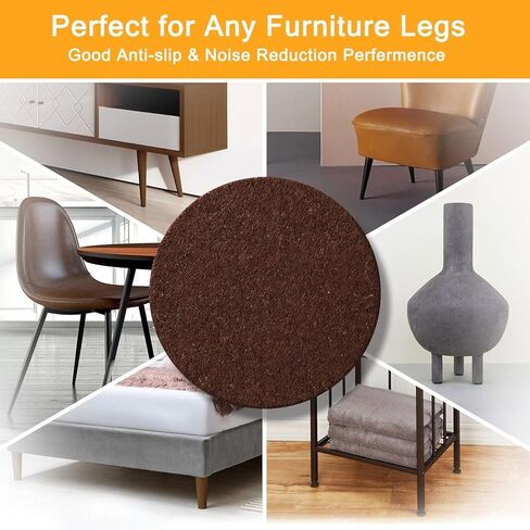 48 PCS Felt Furniture Pads, Table Chair Mat Leg Floor Protectors, Chair and Table Silent Foot Pads Round Door Bumper Non-Slip Sticker(Brown) in Saudi Arabia