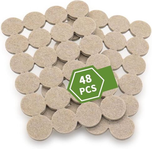 48 PCS Felt Furniture Pads, Table Chair Mat Leg Floor Protectors, Chair and Table Silent Foot Pads Round Door Bumper Non-Slip Sticker(Brown) in Saudi Arabia