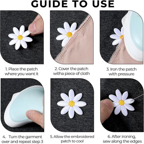 36 جهاز كمبيوتر شخصى 3 أحجام زهرة الأقحوان الحديد على الرقع، بقع النسيج الأبيض للملابس، لطيف التطريز زين التصحيح الأزهار خياطة على التصحيح للفتيات الملابس القبعات القمصان أكياس السترات الجينز حقيبة الظهر in Kuwait