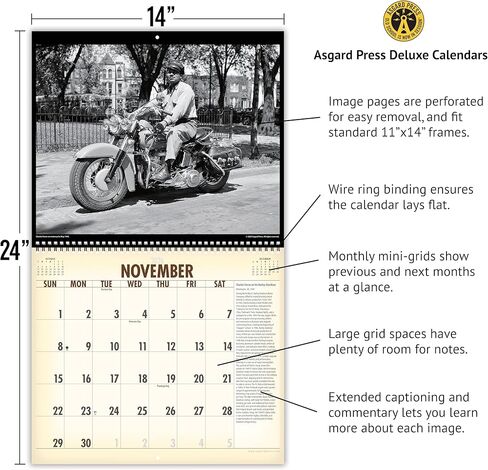 Asgard Press 2026 Vintage Motorcycles Deluxe Wall Calendar, 16 Months, Frame-Ready Prints of Classic Motorcycles with Commentary, 14"x24" (Size When Open) in Saudi Arabia