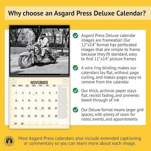 Asgard Press 2026 Vintage Motorcycles Deluxe Wall Calendar, 16 Months, Frame-Ready Prints of Classic Motorcycles with Commentary, 14"x24" (Size When Open) in Saudi Arabia