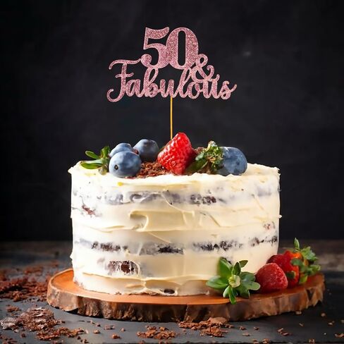 50 & رائع كعكة توبر بريق خمسين ورائع كعكة القبعات العالية الذهب الوردي 50 عيد ميلاد الكعك زينة الذكرى السنوية حزب الكعك زينة لوازم in Kuwait