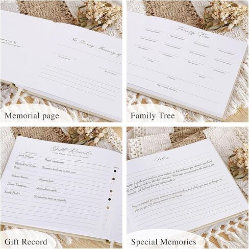 Lanpn Funeral Guest Book for Memorial Service, Linen in Loving Memory Registry Guest Book, Funeral Favors Sign in Books for Guests Celebration of Life Memory Book for Funeral with Table Sign, Beige in Saudi Arabia