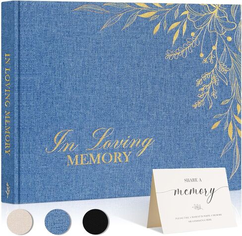 Lanpn Funeral Guest Book for Memorial Service, Linen in Loving Memory Registry Guest Book, Funeral Favors Sign in Books for Guests Celebration of Life Memory Book for Funeral with Table Sign, Beige in Saudi Arabia