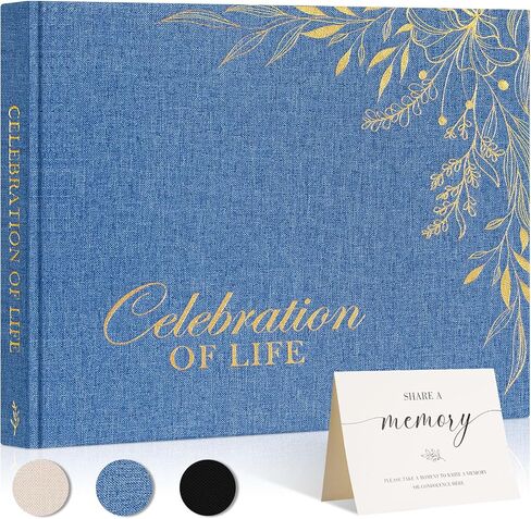 Lanpn Funeral Guest Book for Memorial Service, Linen in Loving Memory Registry Guest Book, Funeral Favors Sign in Books for Guests Celebration of Life Memory Book for Funeral with Table Sign, Beige in Saudi Arabia