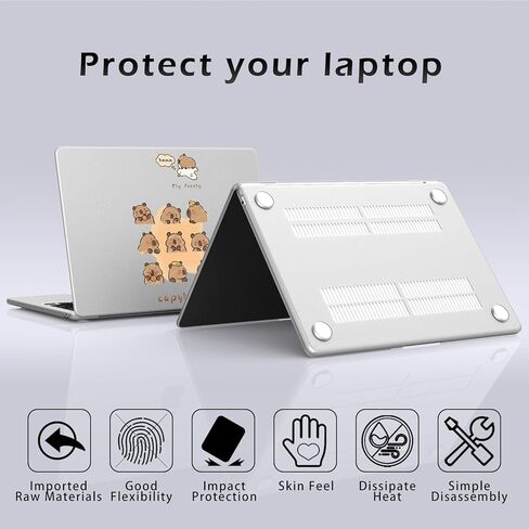متوافق مع حافظة MacBook Air 13 بوصة M1 A2337 A2179 A1932 2022 2021 2020 2019 2018، غطاء حماية صلب غير لامع لطيف Kawaii Capybara لجهاز MacBook Air 13.3 بوصة in Kuwait