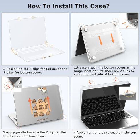 متوافق مع حافظة MacBook Air 13 بوصة M1 A2337 A2179 A1932 2022 2021 2020 2019 2018، غطاء حماية صلب غير لامع لطيف Kawaii Capybara لجهاز MacBook Air 13.3 بوصة in Kuwait