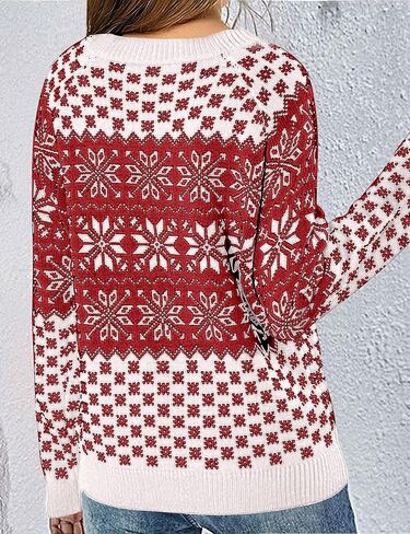 Girls Christmas Pullover Sweaters Reindeer Elk Snow Long Sleeve Crew Neck Chunky Tops in Saudi Arabia