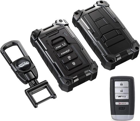 Heavy Key Fob Cover for Acura, Keychain, Metal Silicone Key Fob Case Compatible with Acura MDX 2014-2020,Acura RDX 2015-2021, ILX RLX TLX 2015-2022 (Black, S Buckle) in Saudi Arabia