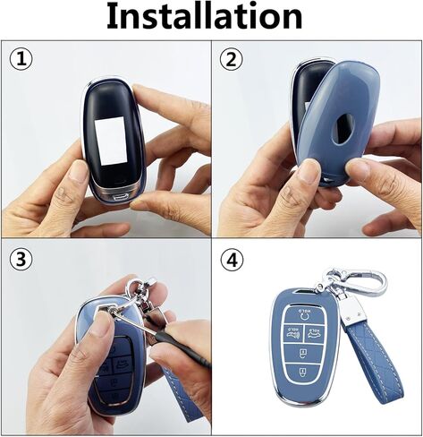 حافظة غطاء Key Fob متوافقة مع ملحقات سيارة Hyundai Sonata Santa fe Tucson Nexo (أرجواني، 5 أزرار) in Kuwait