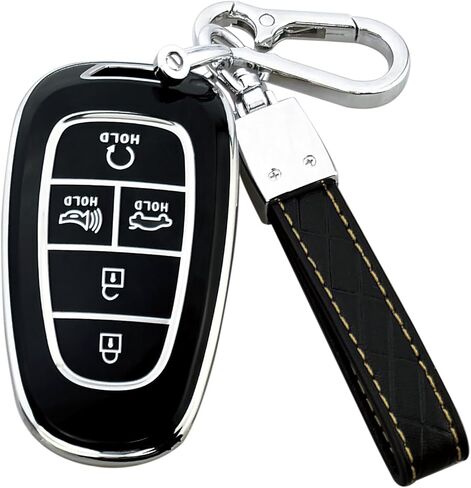 حافظة غطاء Key Fob متوافقة مع ملحقات سيارة Hyundai Sonata Santa fe Tucson Nexo (أرجواني، 5 أزرار) in Kuwait