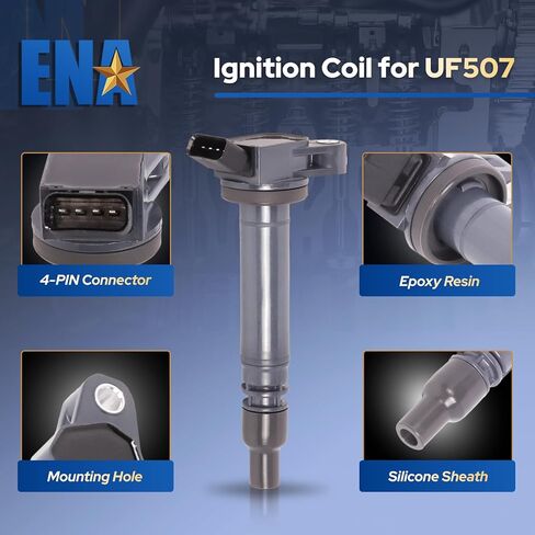 ENA Set of 4 Ignition Coil Pack 2.5L 2.7L L4 2009 2010 2011 2012 2013 2014 2015 Compatible with Toyota Lexus Scion Highlander RAV4 Camry Avalon Sienna tc ES300H IS250 Coils for UF507 C1596 9091902250 in Saudi Arabia