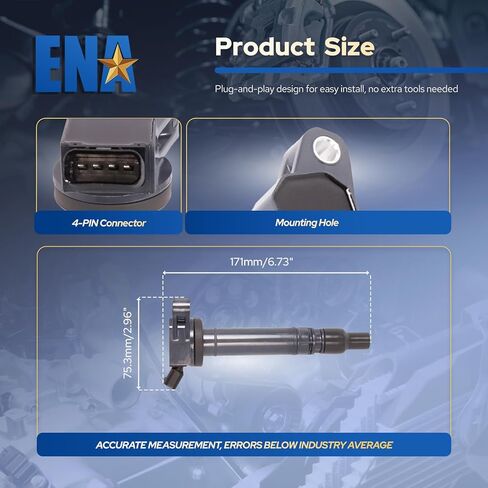 ENA Set of 4 Ignition Coil Pack 2.5L 2.7L L4 2009 2010 2011 2012 2013 2014 2015 Compatible with Toyota Lexus Scion Highlander RAV4 Camry Avalon Sienna tc ES300H IS250 Coils for UF507 C1596 9091902250 in Saudi Arabia