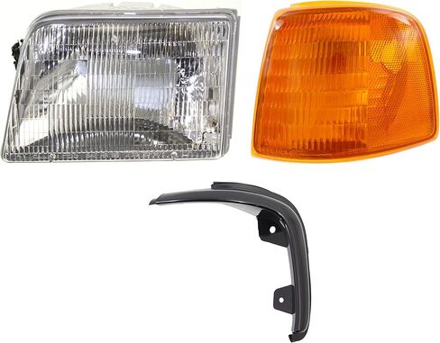مجموعة المصابيح الأمامية الجانبية للسائق من Garage-Pro لسيارة Ford Ranger 1995-1997 هالوجين مع لمبة (مصابيح) مع مجموعة شبكة إضاءة الزاوية يستبدل Flareside # F37Z13008B F37Z13201A F57Z16161A in Saudi Arabia