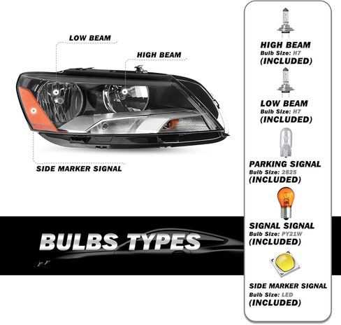 استبدال مجموعة المصابيح الأمامية SOCKIR Halogen 6 Pin لـ 2012-2015 Volkswagen Passat OE استبدال المصابيح الأمامية للسائق والمصابيح الأمامية الجانبية للركاب (مجموعة من 2) in Kuwait