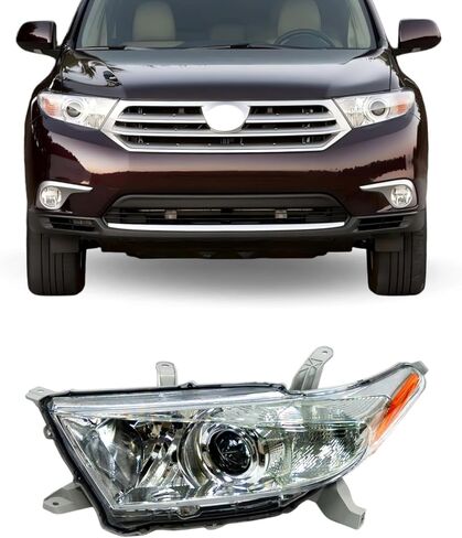 Halogen Headlight Fit For 2014 2015 2016 Highlander Headlamp Assembly Replacement (Left Driver) LH 81150-0E180 HD15A01L in Saudi Arabia
