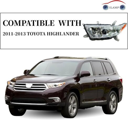 Halogen Headlight Fit For 2014 2015 2016 Highlander Headlamp Assembly Replacement (Left Driver) LH 81150-0E180 HD15A01L in Saudi Arabia