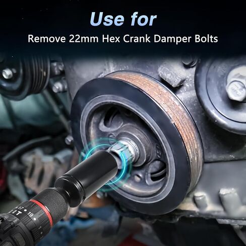 17mm Harmonic Balancer Socket 1/2" Drive Metric 6 Point Impact Socket Heavy-Duty Deep Well 17mm Crank Bolt Socket Crank Bolt Removal Tool Compatible with Honda Kia Engines in Saudi Arabia