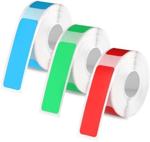 3 Rolls Label Maker Tape for Phomemo D30, 12x40mm Self Adhesive Label Tape Waterproof Thermal Paper Stickers Roll Thermal Labels for Office Home School Supplies (Red, Green, Blue) in Saudi Arabia