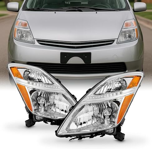 AKKON - يناسب 2006-2009 Toyota Prius [نوع زينون/HID] مصابيح أمامية من الكروم زوج من المصابيح الأمامية للسائق الأيسر + الركاب الأيمن 07 08 in Kuwait