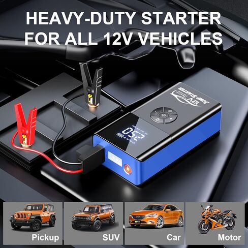 Portable Car Jump Starter with Air Compressor, 4000A 180PSI Car Battery Jump Starter Battery Pack (10L Gas/8L Diesel), 12V Car Jump Box Car Battery Jumper Starter, Large LCD Display,2 Lights (Orange) in Saudi Arabia