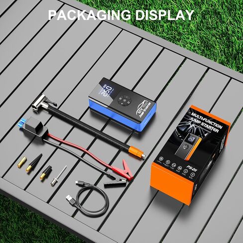 Portable Car Jump Starter with Air Compressor, 4000A 180PSI Car Battery Jump Starter Battery Pack (10L Gas/8L Diesel), 12V Car Jump Box Car Battery Jumper Starter, Large LCD Display,2 Lights (Orange) in Saudi Arabia