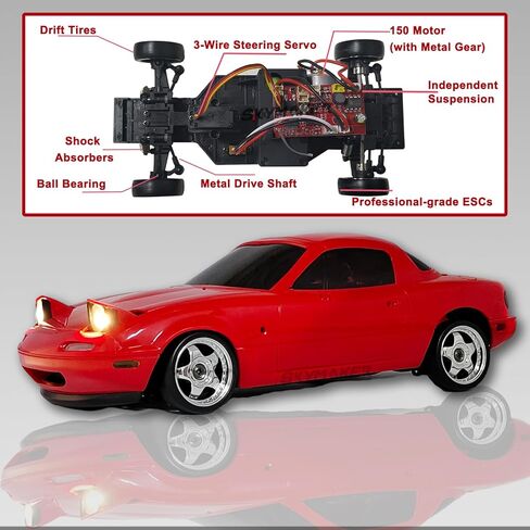 سيارة الانجراف Skymaker LD1804 RC بمقياس 1/18 مازدا مياتا MX-5 سيارة الانجراف الحمراء بجهاز التحكم عن بعد مع سيارة جيروسكوبية حمراء هوبي RC للبالغين 2.4 جيجا هرتز RWD الانجراف in Kuwait