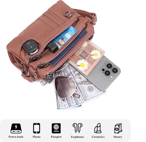 MINICAT جيوب ثلاثية جيوب صغيرة عبر الجسم محفظة الهاتف الخليوي حقائب الكتف للنساء in Kuwait