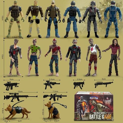 Army Men Soldiers Toy Action Figures,14 PCS Military Playset Include Army Men Set with Weapon Accessories, Zombie Figure Toys, 2 Police Dog Figures, Military Toy for Kids Boys 4-7 in Saudi Arabia