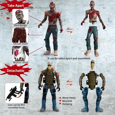 Army Men Soldiers Toy Action Figures,14 PCS Military Playset Include Army Men Set with Weapon Accessories, Zombie Figure Toys, 2 Police Dog Figures, Military Toy for Kids Boys 4-7 in Saudi Arabia