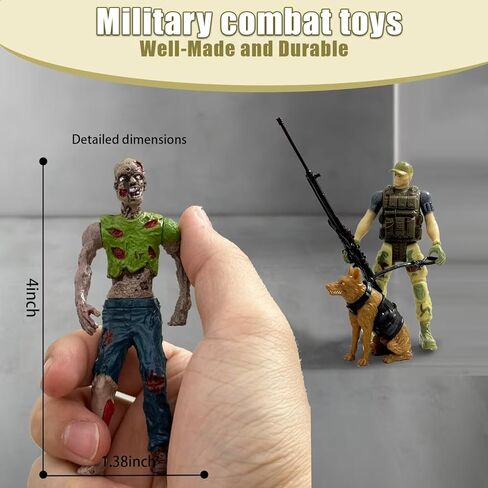 Army Men Soldiers Toy Action Figures,14 PCS Military Playset Include Army Men Set with Weapon Accessories, Zombie Figure Toys, 2 Police Dog Figures, Military Toy for Kids Boys 4-7 in Saudi Arabia