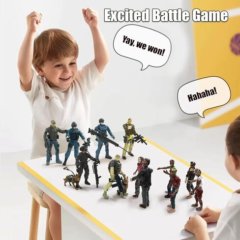 Army Men Soldiers Toy Action Figures,14 PCS Military Playset Include Army Men Set with Weapon Accessories, Zombie Figure Toys, 2 Police Dog Figures, Military Toy for Kids Boys 4-7 in Saudi Arabia