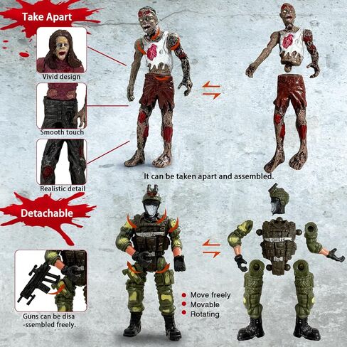 Army Men Soldiers Toy Action Figures,14 PCS Military Playset Include Army Men Set with Weapon Accessories, Zombie Figure Toys, 2 Police Dog Figures, Military Toy for Kids Boys 4-7 in Saudi Arabia