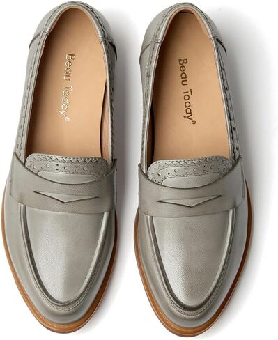 BEAU TODAY Penny Loafers for Women, Leather Loafers Women, Comfortable Slip-on Loafers for Women, Dressy Loafer Flats Casual Business Office Work Shoes in Kuwait