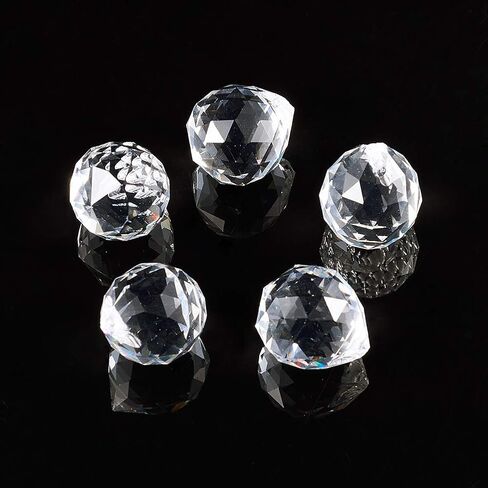 5Pcs 20mm Clear Crystal Ball Prism Pendant Faceted Prism Glass Chandelier Feng Shui Suncatcher Hanging Ball Pendant for Lamp Lighting Rainbow Maker Windows in Saudi Arabia