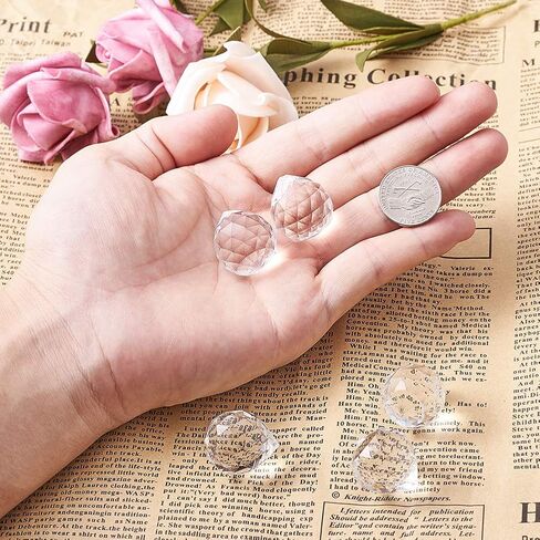 5Pcs 20mm Clear Crystal Ball Prism Pendant Faceted Prism Glass Chandelier Feng Shui Suncatcher Hanging Ball Pendant for Lamp Lighting Rainbow Maker Windows in Saudi Arabia