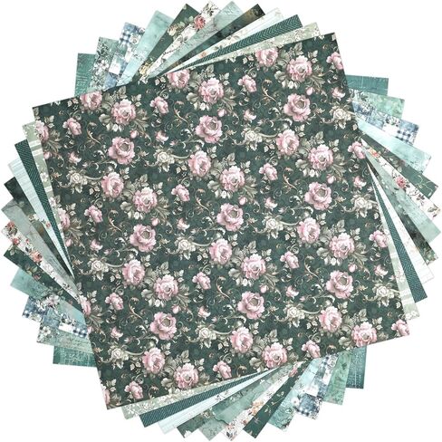 24 Blue Sheets Scrapbook Paper of Vintage - 12x12 Scrapbook Paper (Double-Sided Process), Suitable for Card Making, Photo Albums, Home Decoration, and DIY Crafts in Saudi Arabia
