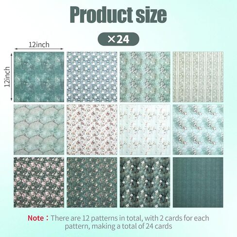 24 Blue Sheets Scrapbook Paper of Vintage - 12x12 Scrapbook Paper (Double-Sided Process), Suitable for Card Making, Photo Albums, Home Decoration, and DIY Crafts in Saudi Arabia