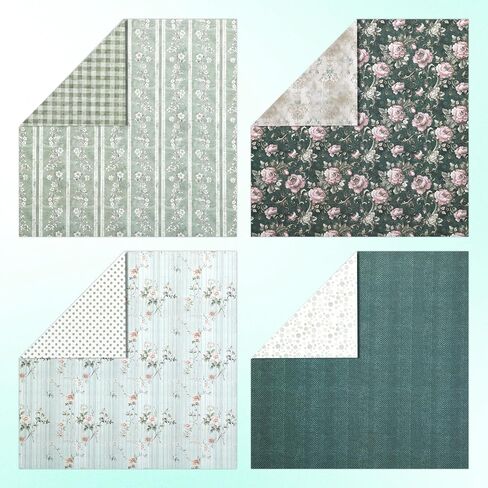 24 Blue Sheets Scrapbook Paper of Vintage - 12x12 Scrapbook Paper (Double-Sided Process), Suitable for Card Making, Photo Albums, Home Decoration, and DIY Crafts in Saudi Arabia