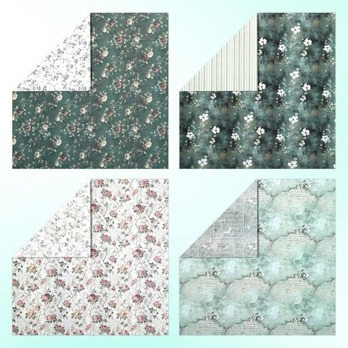 24 Blue Sheets Scrapbook Paper of Vintage - 12x12 Scrapbook Paper (Double-Sided Process), Suitable for Card Making, Photo Albums, Home Decoration, and DIY Crafts in Saudi Arabia