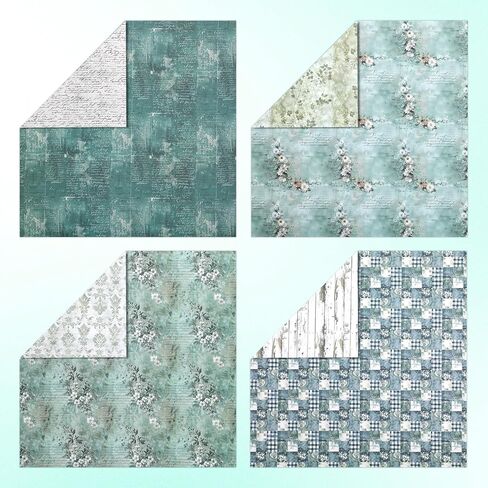 24 Blue Sheets Scrapbook Paper of Vintage - 12x12 Scrapbook Paper (Double-Sided Process), Suitable for Card Making, Photo Albums, Home Decoration, and DIY Crafts in Saudi Arabia