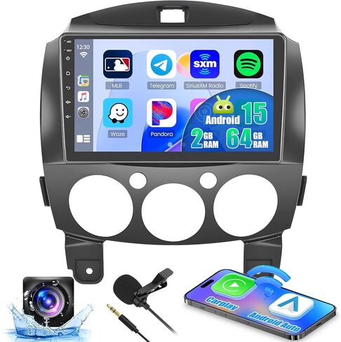 [2G+64G] Hikity Wireless Carplay & Android Auto Car Stereo for Mazda 2 2007-2014, 9 Inch Android 13 HD Touch Screen Car Radio with GPS WiFi BT FM/RDS Backup Camera SWC Dual USB in Saudi Arabia