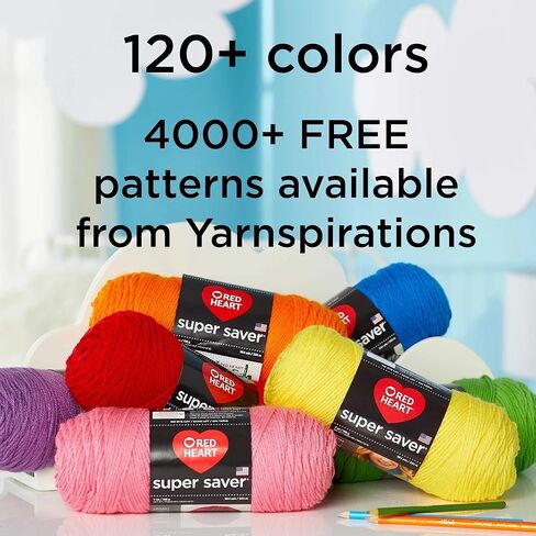 Acrylic Yarn Black – Red Heart Super Saver, Medium #4, 7oz/198g Skein, 364 Yards for Knitting & Crochet + Create Sticker in Kuwait
