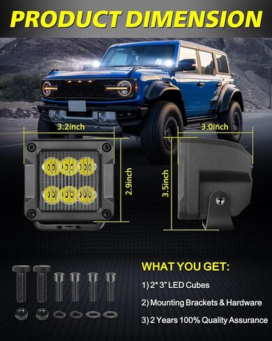 القرون LED فلوش جبل، جزء AKD 2PCS 84W فلوش جبل LED أضواء القيادة بقعة شعاع احتياطية عكس أضواء قبالة الطريق أضواء الضباب الوفير أضواء قرنة لشاحنة بيك اب UTV ATV قارب in Kuwait