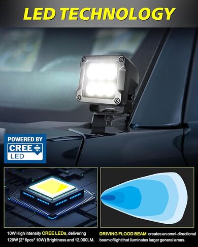 القرون LED فلوش جبل، جزء AKD 2PCS 84W فلوش جبل LED أضواء القيادة بقعة شعاع احتياطية عكس أضواء قبالة الطريق أضواء الضباب الوفير أضواء قرنة لشاحنة بيك اب UTV ATV قارب in Kuwait