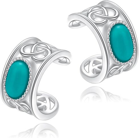 925 Sterling Silver Celtic Ear Cuff Earrings Non Pierced Lab Moonstone Fake Cartilage Cuffs Earrings for Women - Set of 2 (Celtic Moonstone) in Kuwait